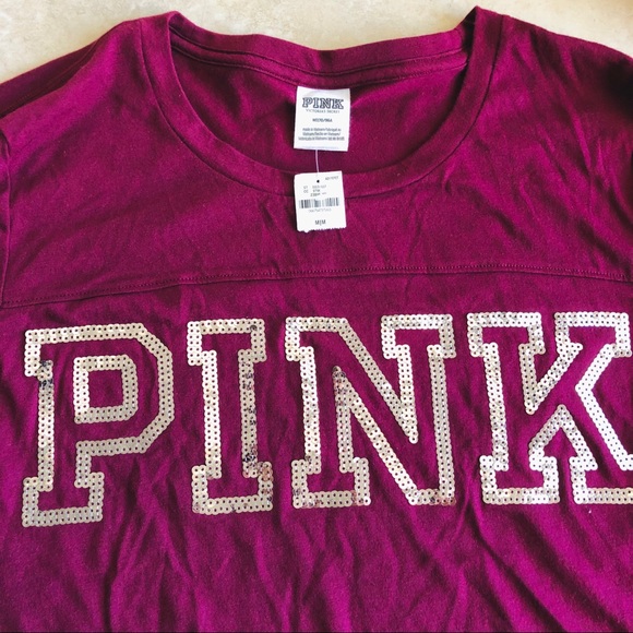 VS PINK Bling Maroon Long Sleeve Tee & Legging SET - Picture 9 of 16